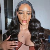 Natural Black Body Wave Headband Wig